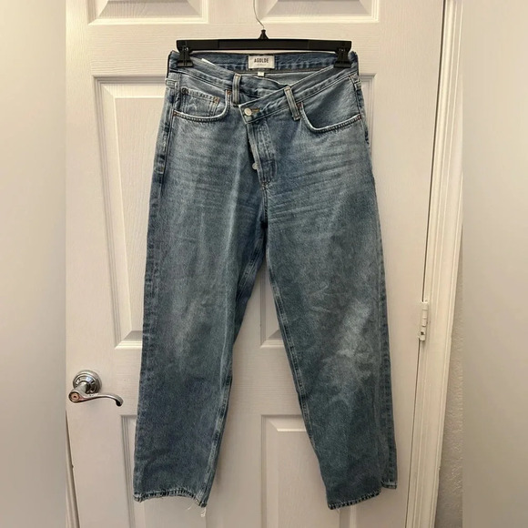 ! Agolde Cris Cross Upsize Light Indigo Wash Denim Jeans Size 27 - Picture 5 of 8